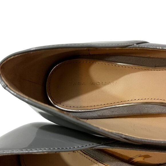 Zara heels Women's 37 US 6.5 gray suede pointy toe - Picture 10 of 11